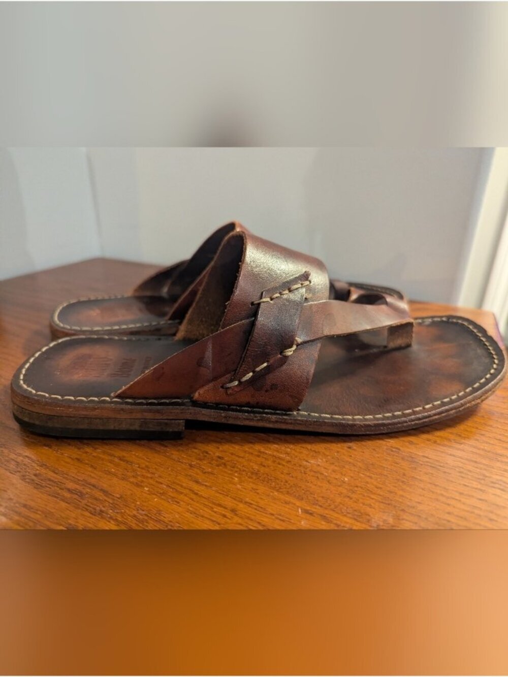 Brown's Men's Bohemian Leather Sandals Made In Italy Size 40